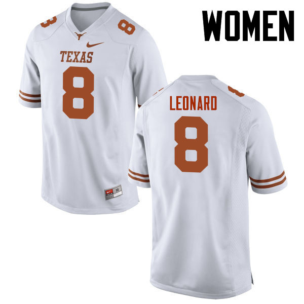 Women #8 Dorian Leonard Texas Longhorns College Football Jerseys-White
